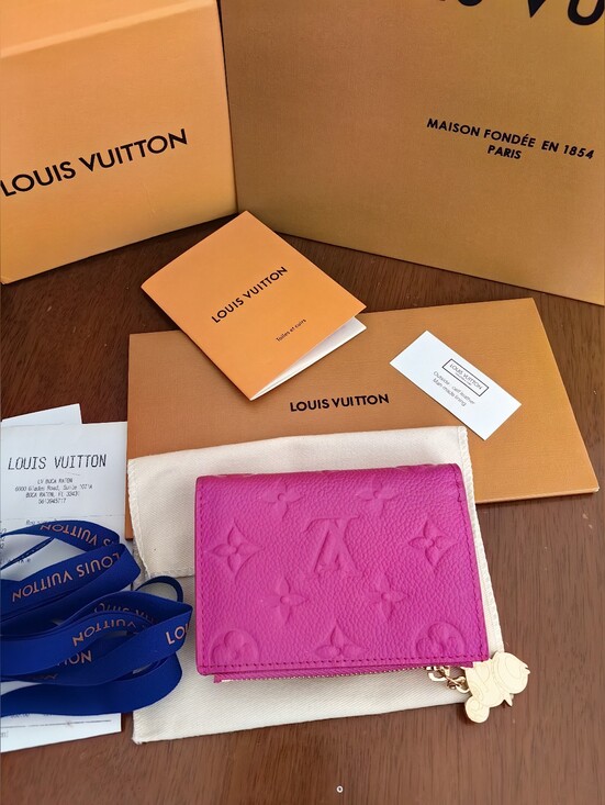 Louis Vuitton Handbags - Louis Vuitton Pink Embossed Monogram Small Wallet with Gold Charm